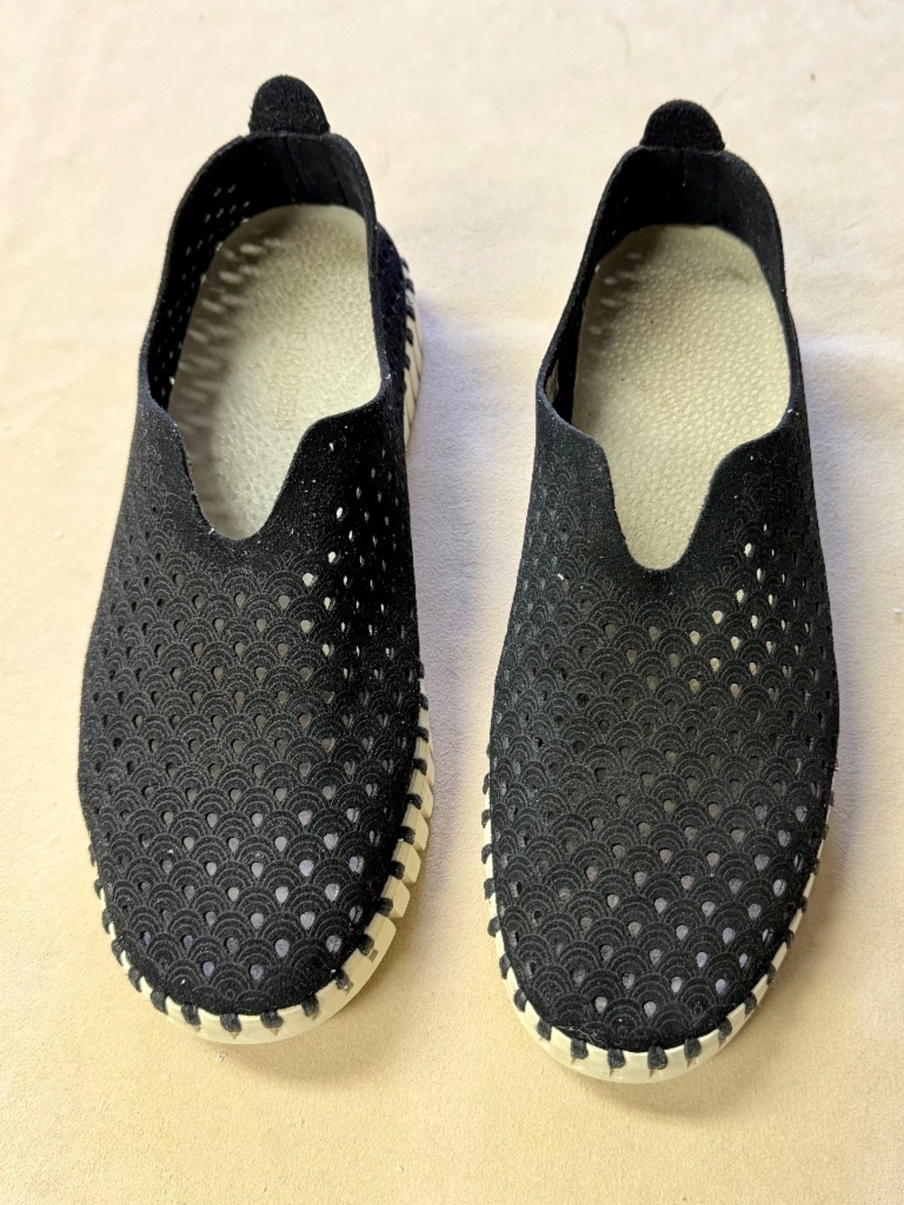 Ilse Jacobsen Black Perforated Slip-On Sneakers | Approx. 7.5–8